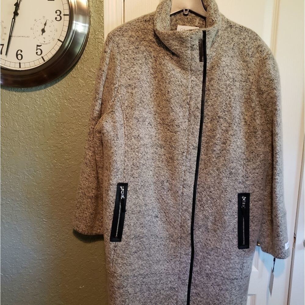NEW Calvin Klein,  rose tweed colored, wool blend,  pea‎ coat 2x